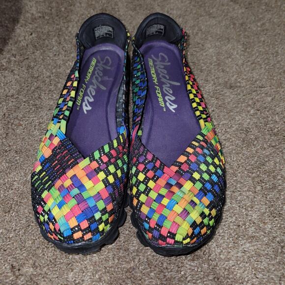 Skechers Womens 22795 Sz 7 M EZ Flex 2 Delphi Slip On Shoes Multicolor Rainbow - Picture 1 of 8